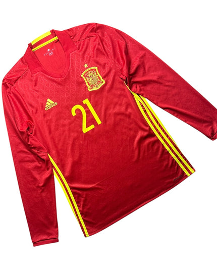 Spain Football Shirt 2016/2017 Home Silva 21 L/S (M)