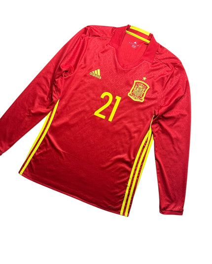 Spain Football Shirt 2016/2017 Home Silva 21 L/S (M)