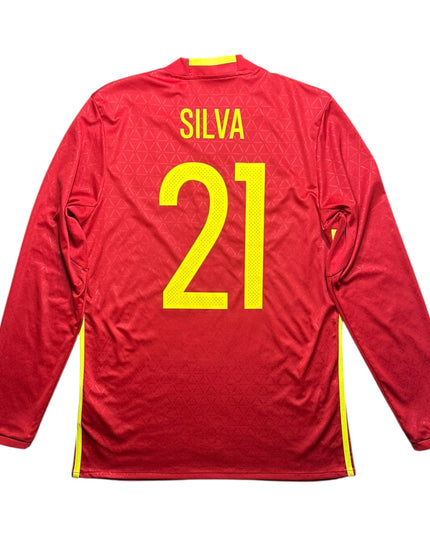 Spain Football Shirt 2016/2017 Home Silva 21 L/S (M)