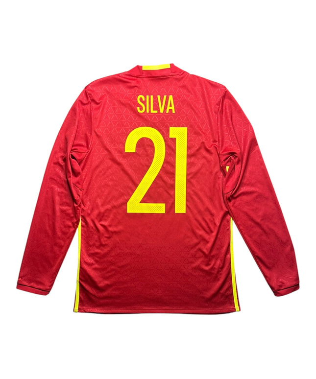 Spain Football Shirt 2016/2017 Home Silva 21 L/S (M)