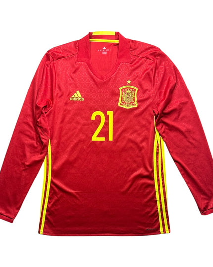Spain Football Shirt 2016/2017 Home Silva 21 L/S (M)