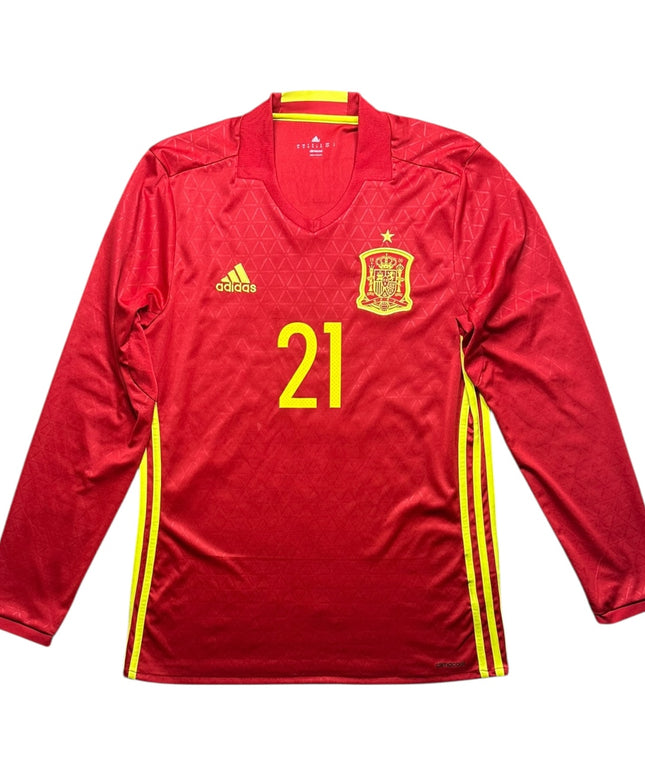 Spain Football Shirt 2016/2017 Home Silva 21 L/S (M)