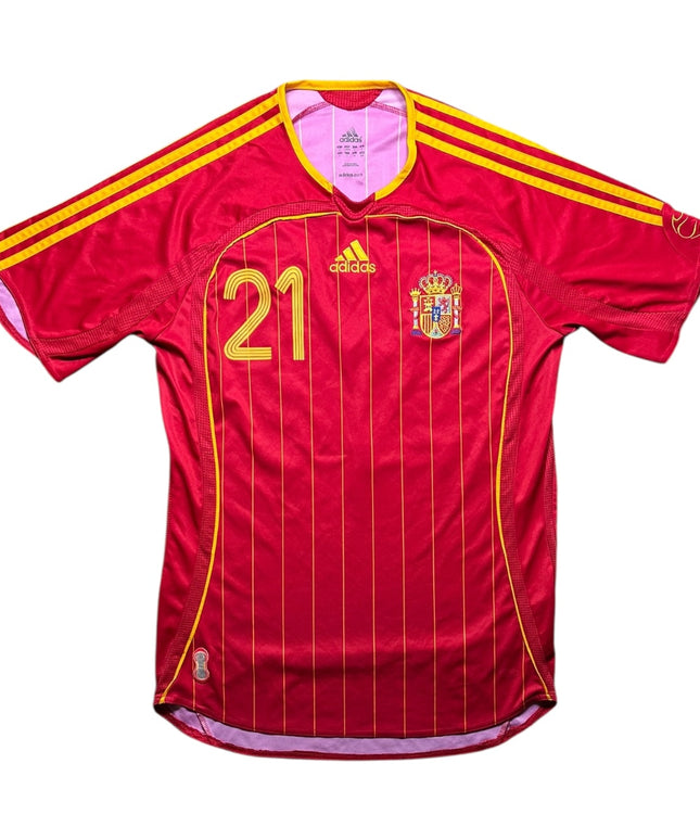Spain Football Shirt 2006/2008 Home David Villa 21 (S)