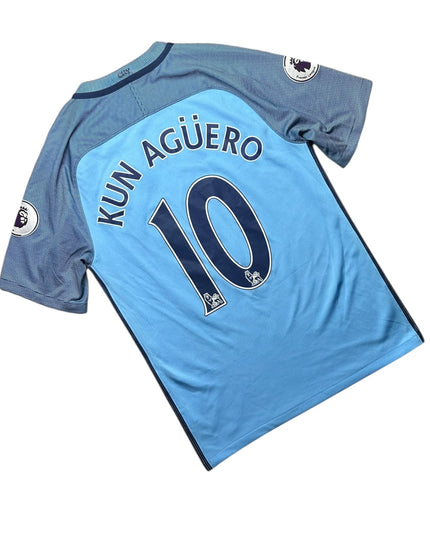Manchester City Football Shirt 2017/2018 Home Kun Aguero 10 (S)